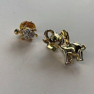 Elephant & Turtle Brooches